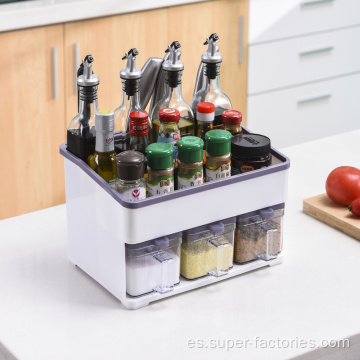 Caja de condimentos de cocina multifunción con estante para cuchillos